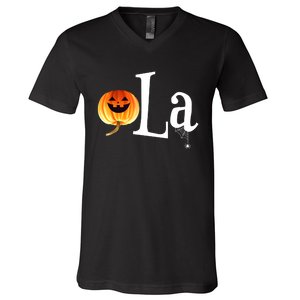 Halloween Pumpkin Comma La Funny Kamala Harris Gift V-Neck T-Shirt