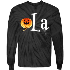 Halloween Pumpkin Comma La Funny Kamala Harris Gift Tie-Dye Long Sleeve Shirt