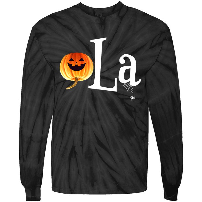 Halloween Pumpkin Comma La Funny Kamala Harris Gift Tie-Dye Long Sleeve Shirt