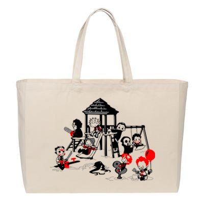 Horror Playground Children In Scary Movie Character Costumes Cotton Canvas Jumbo Tote