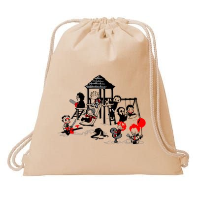 Horror Playground Children In Scary Movie Character Costumes Drawstring Bag