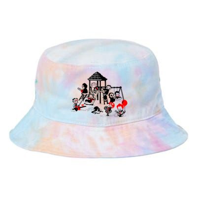 Horror Playground Children In Scary Movie Character Costumes Tie Dye Newport Bucket Hat