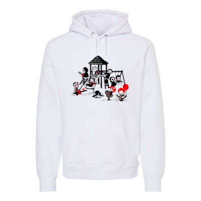 Horror Playground Children In Scary Movie Character Costumes Premium Hoodie