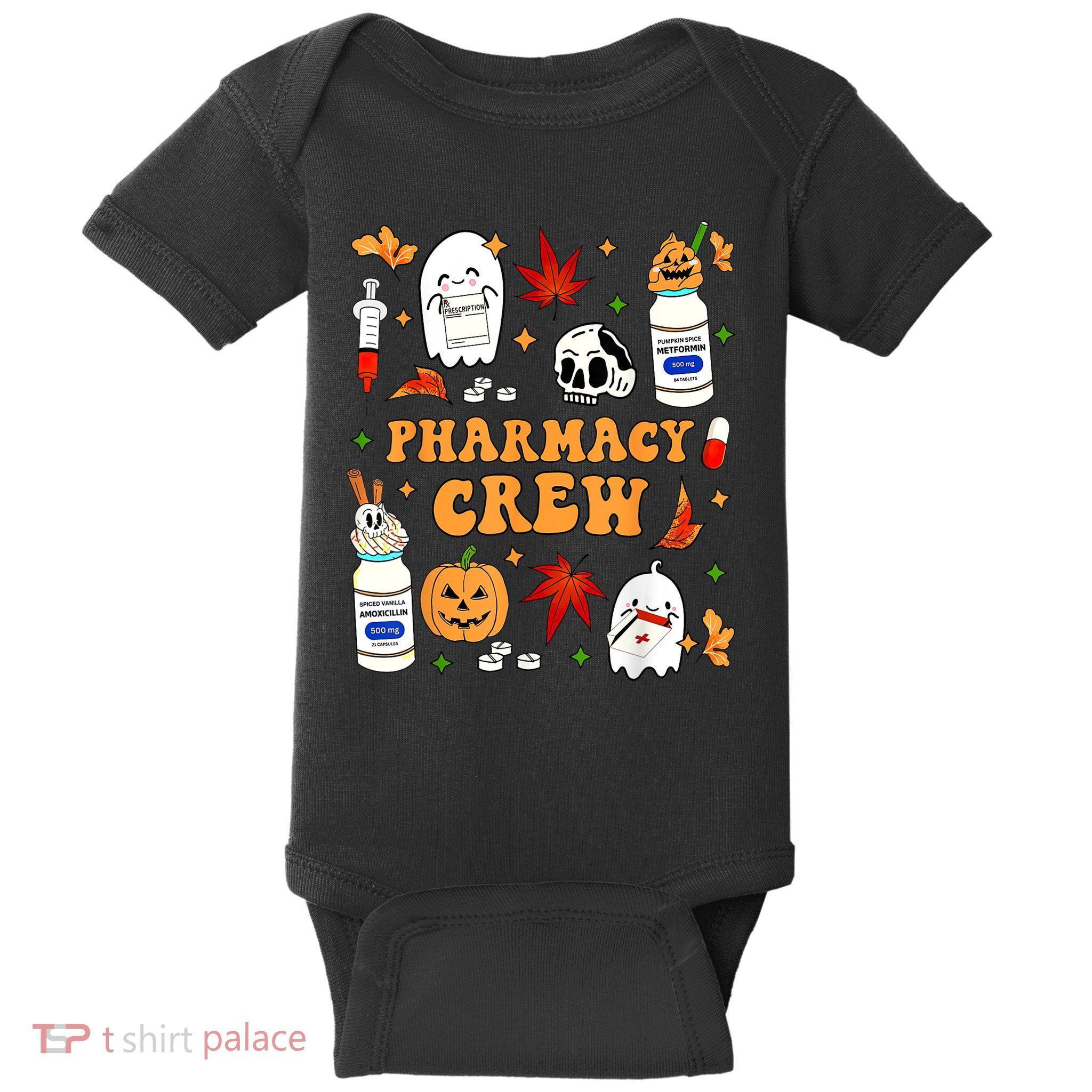 Halloween Pharmacy Crew Ghost Pumpkin Fall Pharmacist Tech Gift Baby Bodysuit
