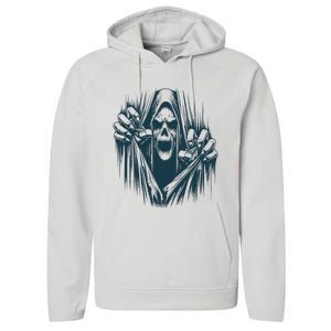 Halloween Party Costume Scary Ghoul Ripping Through Body Performance Fleece Hoodie