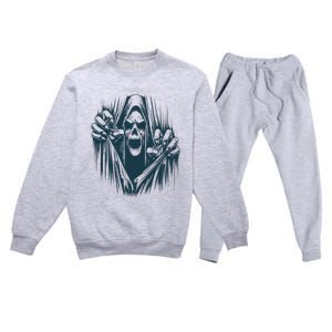 Halloween Party Costume Scary Ghoul Ripping Through Body Premium Crewneck Sweatsuit Set