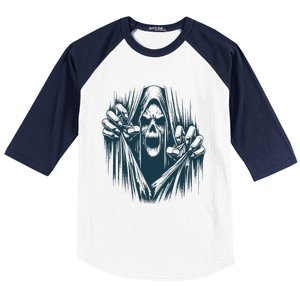 Halloween Party Costume Scary Ghoul Ripping Through Body Baseball Sleeve Shirt