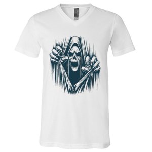 Halloween Party Costume Scary Ghoul Ripping Through Body V-Neck T-Shirt