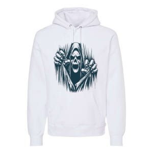 Halloween Party Costume Scary Ghoul Ripping Through Body Premium Hoodie