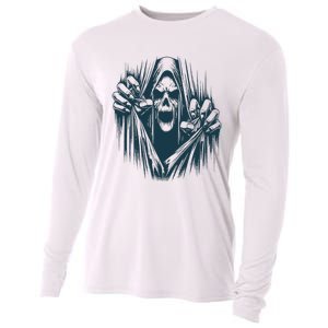 Halloween Party Costume Scary Ghoul Ripping Through Body Cooling Performance Long Sleeve Crew