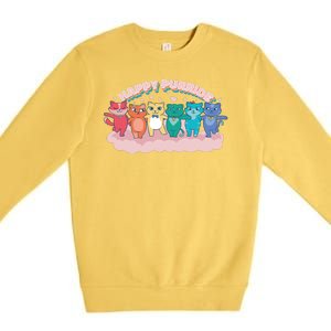 Happy Pride Colorful Cats Premium Crewneck Sweatshirt