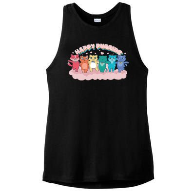 Happy Pride Colorful Cats Ladies PosiCharge Tri-Blend Wicking Tank