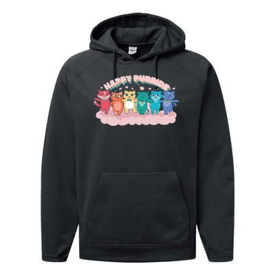 Happy Pride Colorful Cats Performance Fleece Hoodie