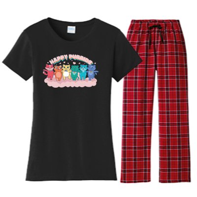 Happy Pride Colorful Cats Women's Flannel Pajama Set