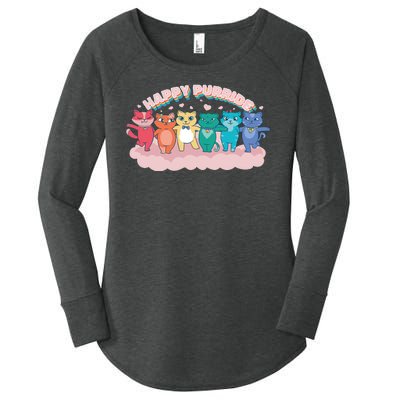 Happy Pride Colorful Cats Women's Perfect Tri Tunic Long Sleeve Shirt