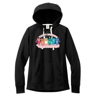 Happy Pride Colorful Cats Women's Fleece Hoodie