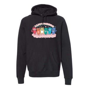 Happy Pride Colorful Cats Premium Hoodie