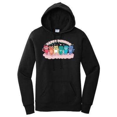 Happy Pride Colorful Cats Women's Pullover Hoodie