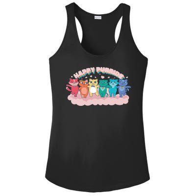 Happy Pride Colorful Cats Ladies PosiCharge Competitor Racerback Tank