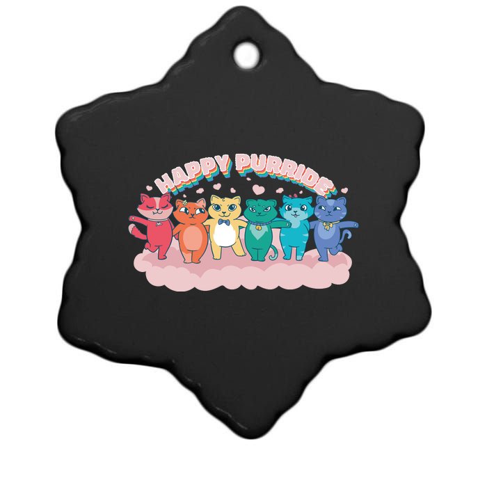 Happy Pride Colorful Cats Ceramic Star Ornament