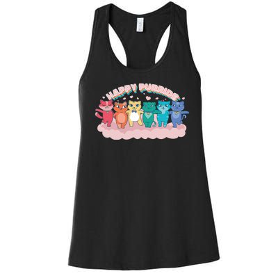 Happy Pride Colorful Cats Women's Racerback Tank