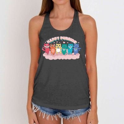 Happy Pride Colorful Cats Women's Knotted Racerback Tank