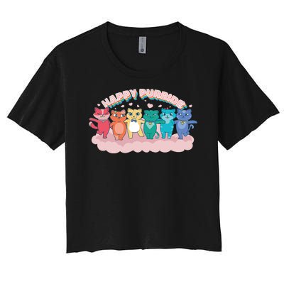 Happy Pride Colorful Cats Women's Crop Top Tee