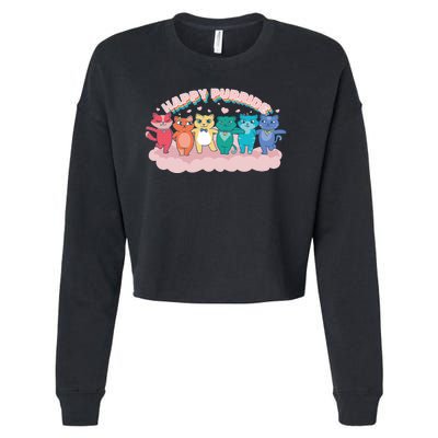 Happy Pride Colorful Cats Cropped Pullover Crew