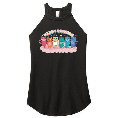 Happy Pride Colorful Cats Women's Perfect Tri Rocker Tank