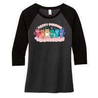 Happy Pride Colorful Cats Women's Tri-Blend 3/4-Sleeve Raglan Shirt