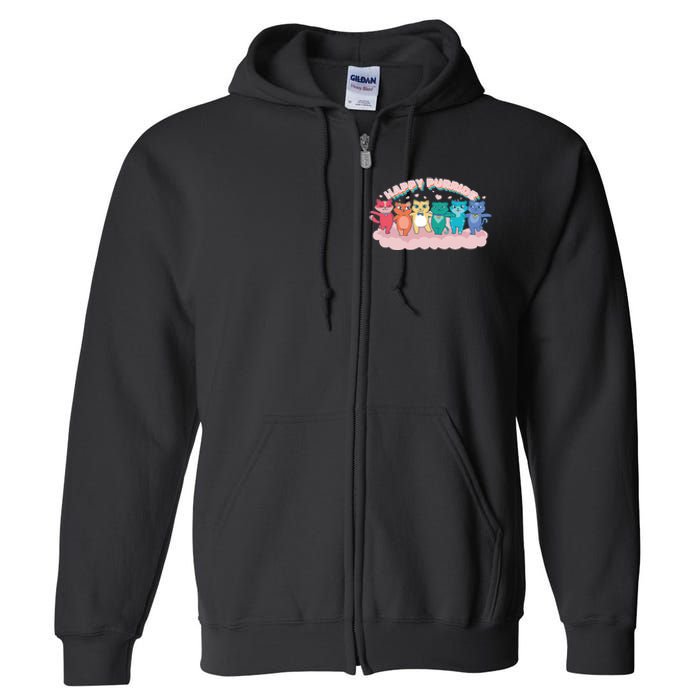 Happy Pride Colorful Cats Full Zip Hoodie