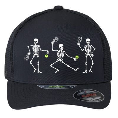 Halloween Pickleball Costume Skeletons Playing Pickleball Flexfit Unipanel Trucker Cap