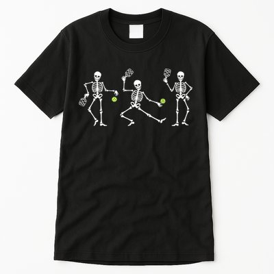Halloween Pickleball Costume Skeletons Playing Pickleball Tall T-Shirt