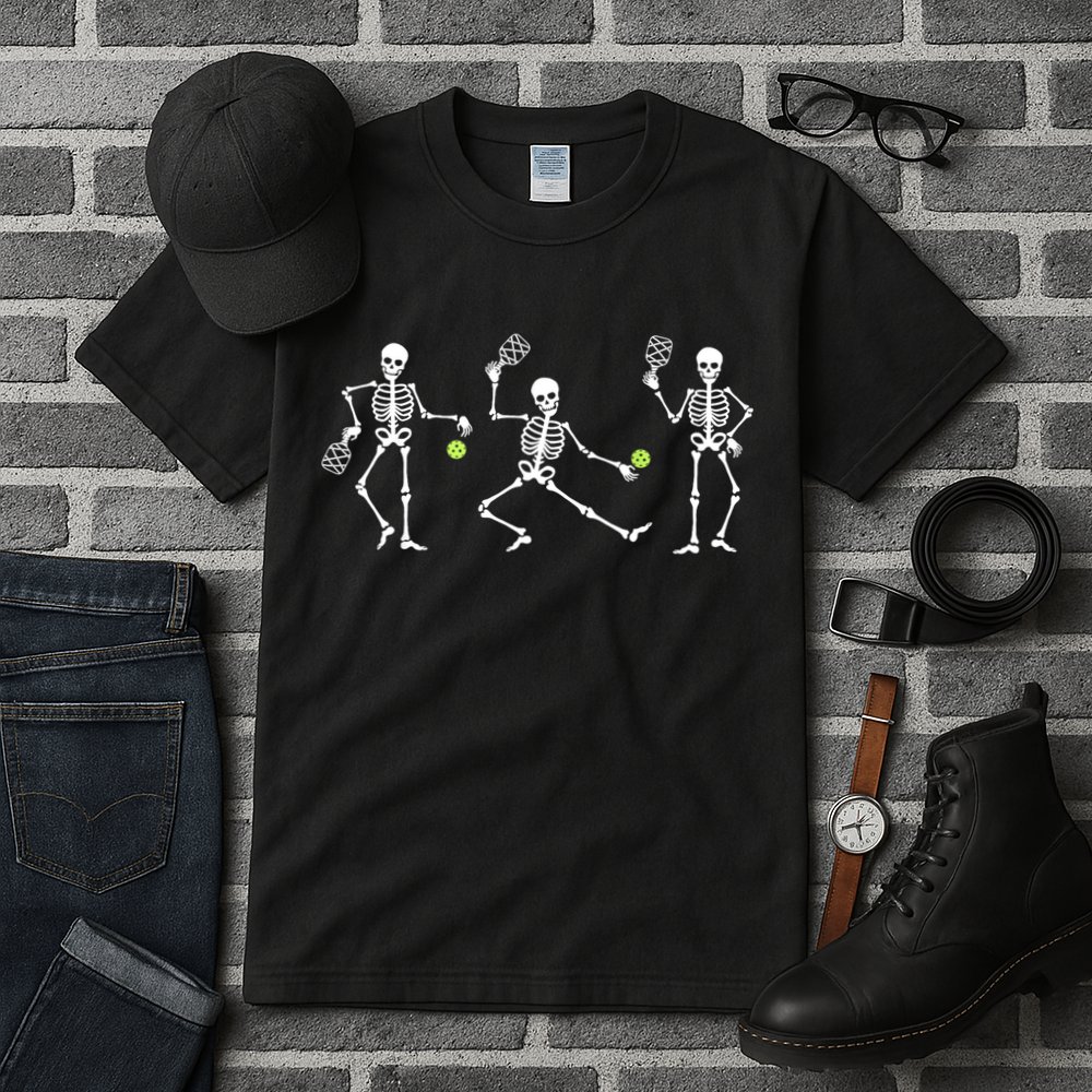 Halloween Pickleball Costume Skeletons Playing Pickleball Tall T-Shirt