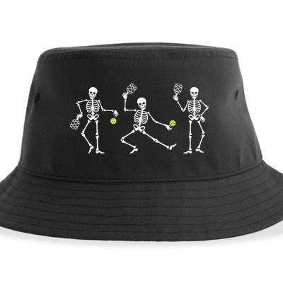 Halloween Pickleball Costume Skeletons Playing Pickleball Sustainable Bucket Hat