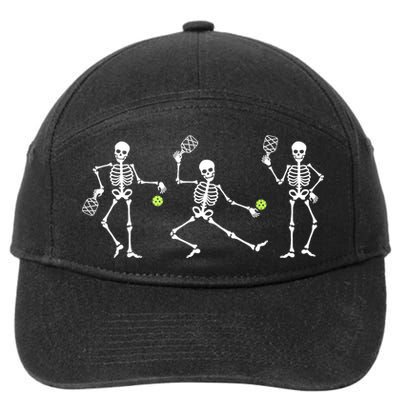 Halloween Pickleball Costume Skeletons Playing Pickleball 7-Panel Snapback Hat