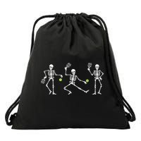 Halloween Pickleball Costume Skeletons Playing Pickleball Drawstring Bag