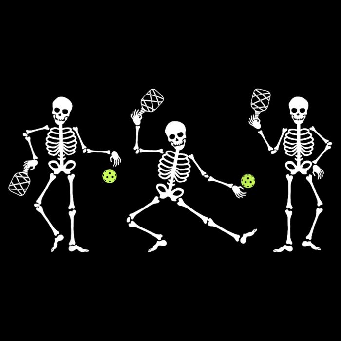 Halloween Pickleball Costume Skeletons Playing Pickleball Drawstring Bag