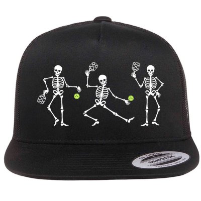 Halloween Pickleball Costume Skeletons Playing Pickleball Flatbill Hat