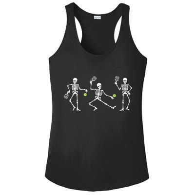 Halloween Pickleball Costume Skeletons Playing Pickleball Ladies PosiCharge Competitor Racerback Tank