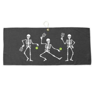 Halloween Pickleball Costume Skeletons Playing Pickleball Large Microfiber Waffle Golf Towel