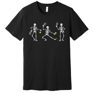 Halloween Pickleball Costume Skeletons Playing Pickleball Premium T-Shirt