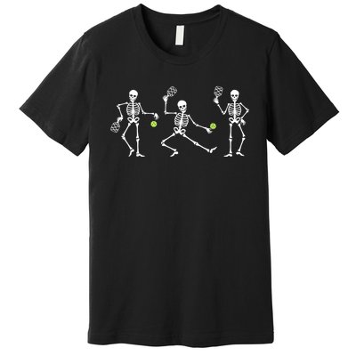 Halloween Pickleball Costume Skeletons Playing Pickleball Premium T-Shirt