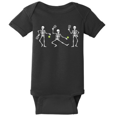 Halloween Pickleball Costume Skeletons Playing Pickleball Baby Bodysuit