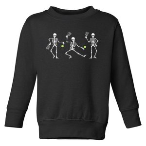 Halloween Pickleball Costume Skeletons Playing Pickleball Toddler Sweatshirt