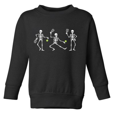 Halloween Pickleball Costume Skeletons Playing Pickleball Toddler Sweatshirt