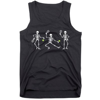 Halloween Pickleball Costume Skeletons Playing Pickleball Tank Top
