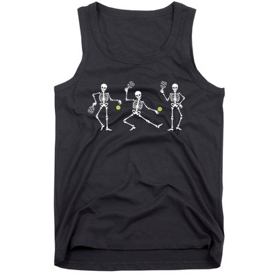 Halloween Pickleball Costume Skeletons Playing Pickleball Tank Top