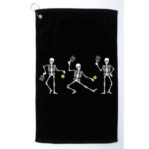 Halloween Pickleball Costume Skeletons Playing Pickleball Platinum Collection Golf Towel