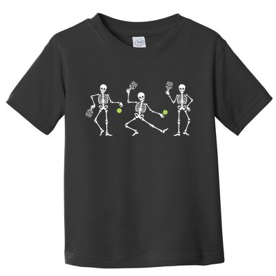 Halloween Pickleball Costume Skeletons Playing Pickleball Toddler T-Shirt
